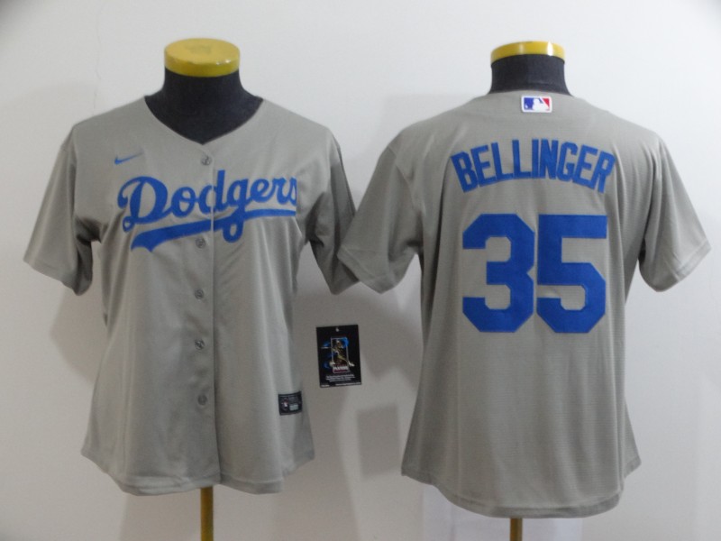 Women's Los Angeles Dodgers #35 Cody Bellinger Grey Cool Base Stitched MLB Jersey(Run Small)